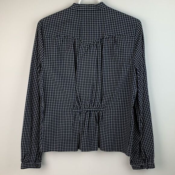 Lauren Ralph Lauren Women’s black and white button up shirt mao collar sz large - Picture 2 of 9